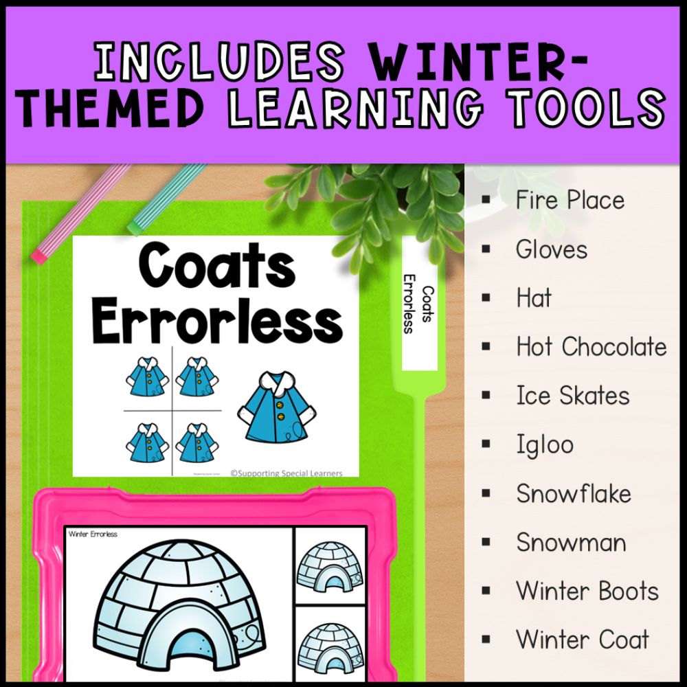 Winter Themed Errorless Learning - Errorless File Folders & Task Boxes