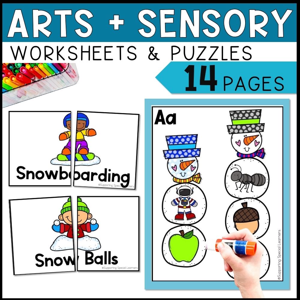 winter math and literacy centers arts and sensory worksheets and puzzles