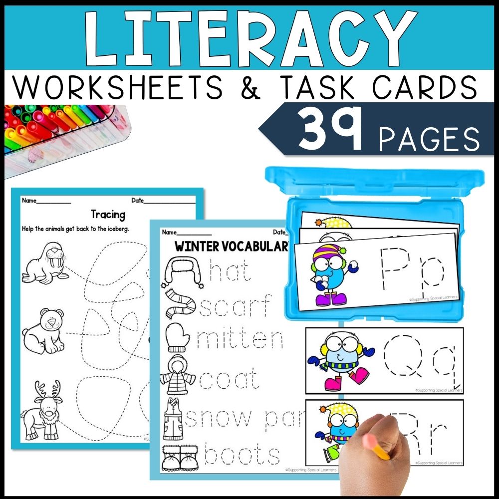 winter math and literacy centers literacy worksheets and task cards