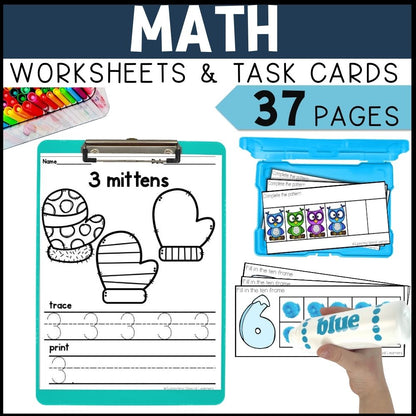 winter math and literacy centers math worksheets and task cards