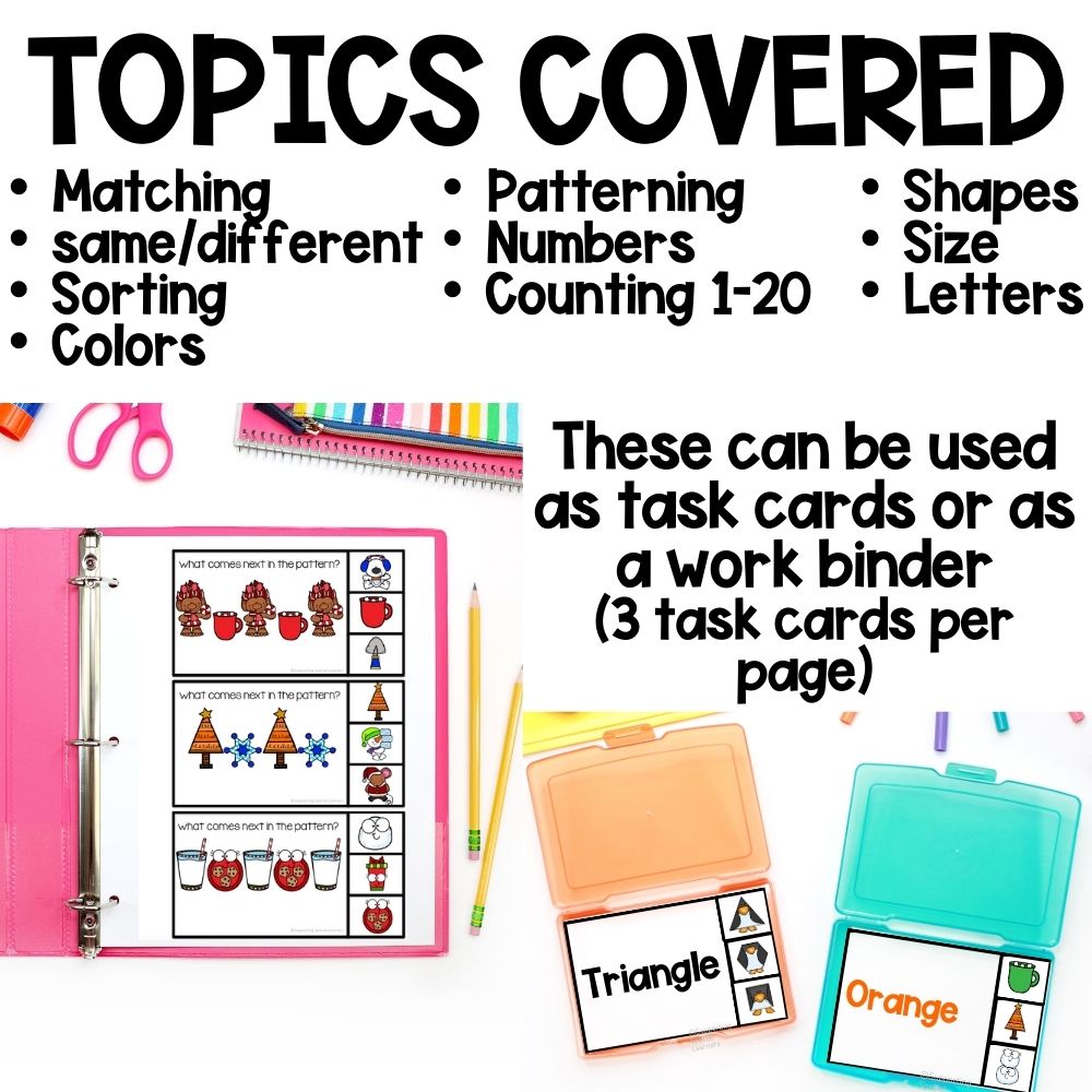 winter task boxes boom cards topics covered