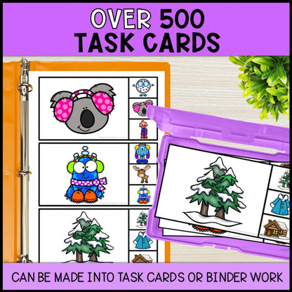 Winter Task Boxes & Boom Cards: Math, Literacy & Fine Motor Activities