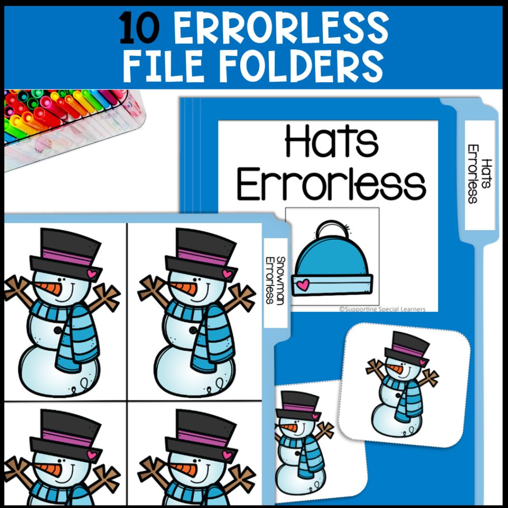 winter themed errorless learning 10 errorless file folders