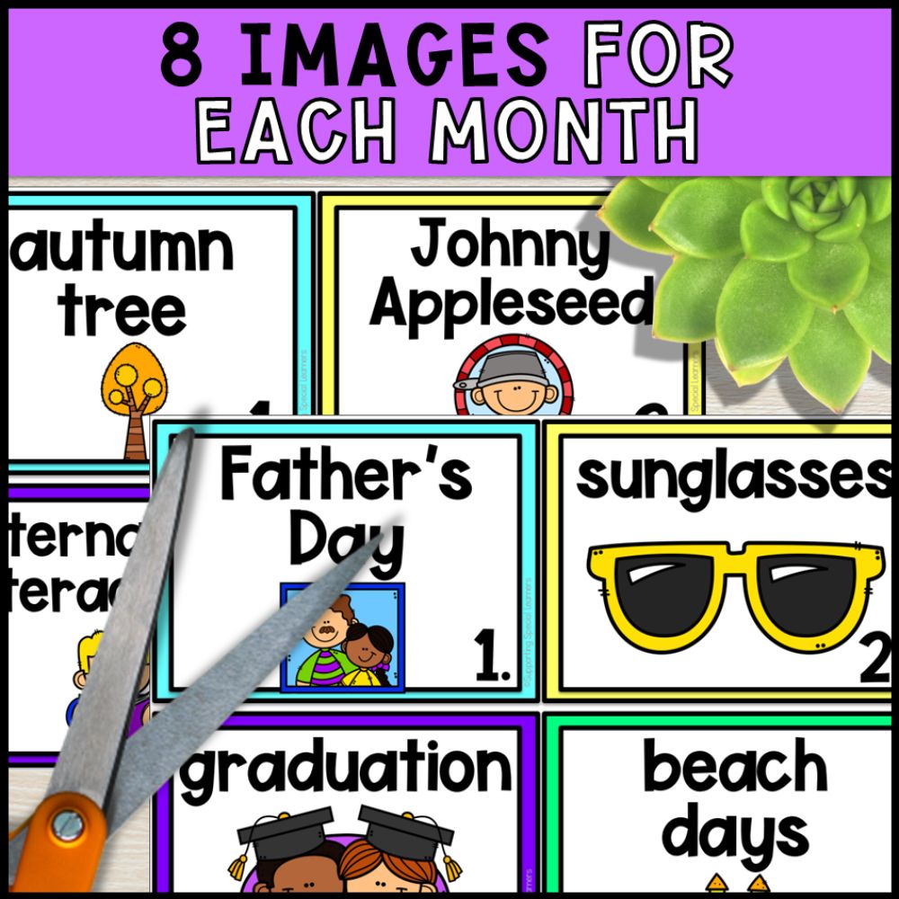 write the room monthly bundle for kindergarten and special education 8 images for each month