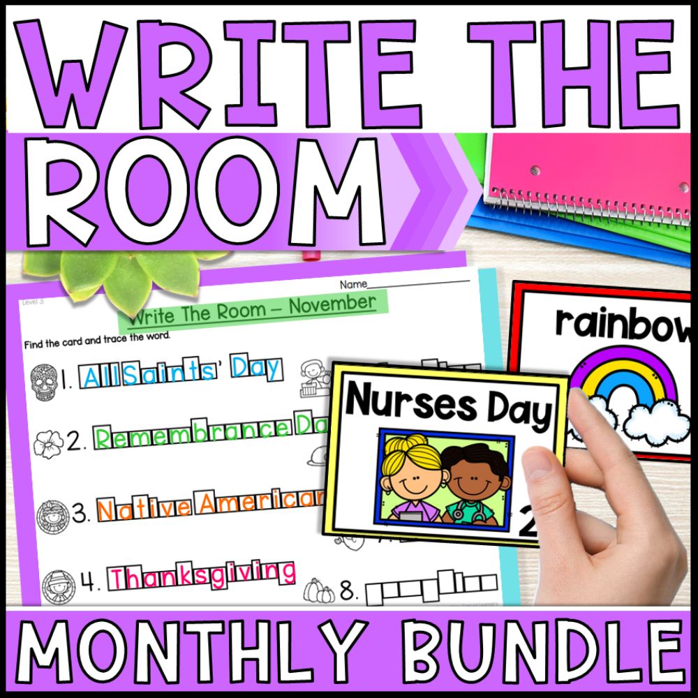 write the room monthly bundle for kindergarten and special education cover