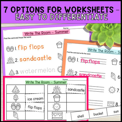 write the room activities 4 seasons - special education 7 options for worksheets