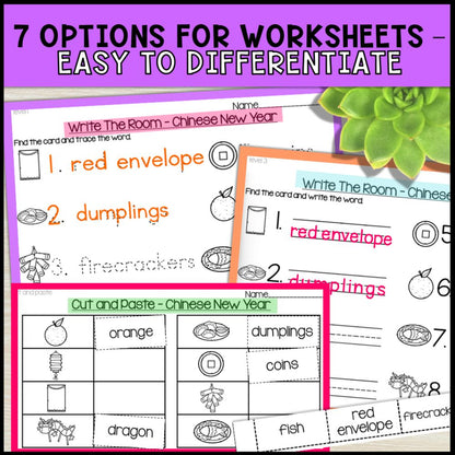 write the room activities chinese new year - special education 7 options for worksheets