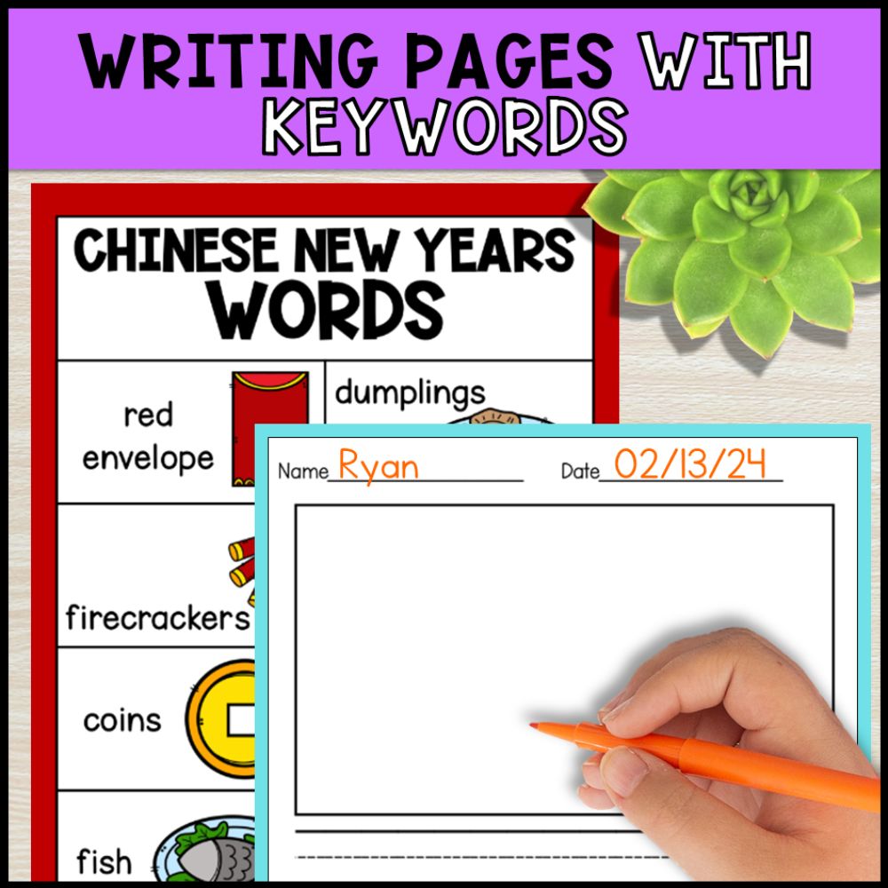 write the room activities chinese new year - special education writing pages