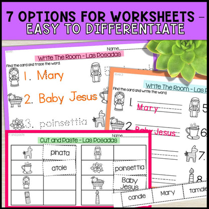 write the room activities las posadas - special education 7 options for worksheets