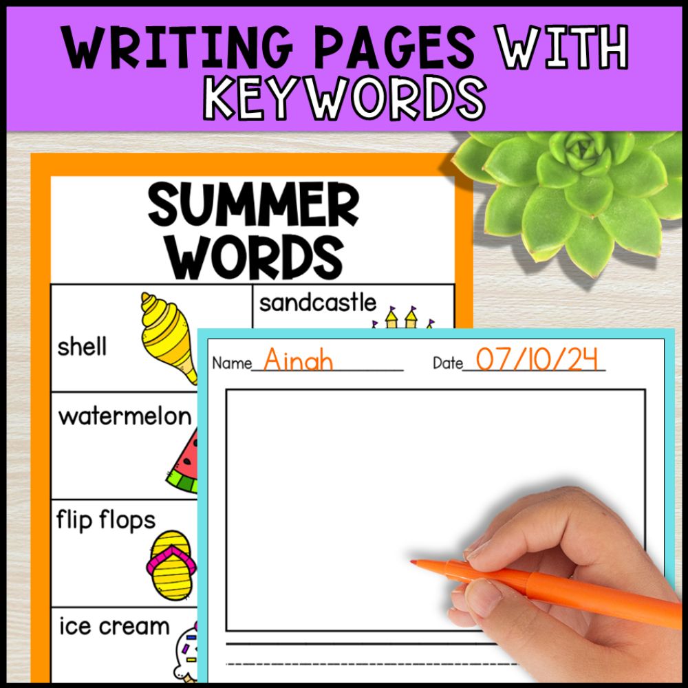 write the room activities summer theme - special education writing pages