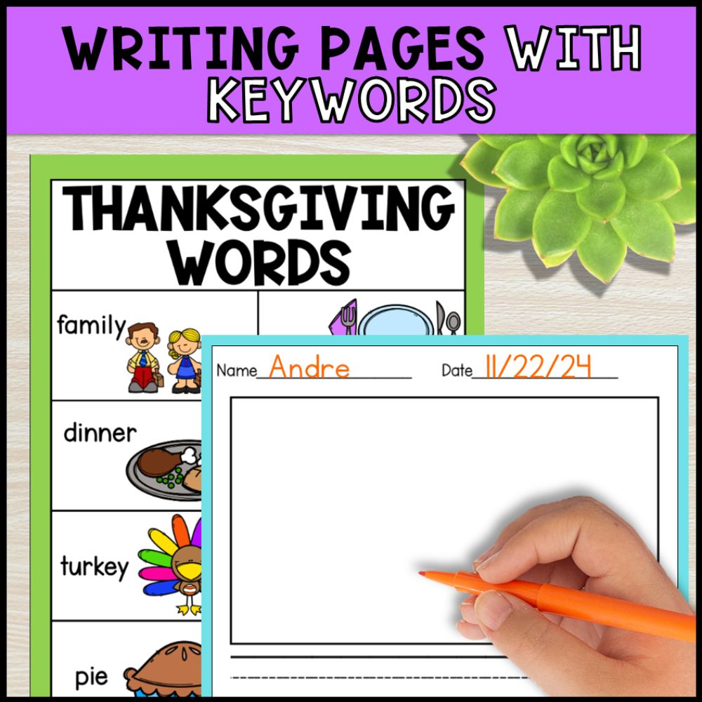 write the room activities thanksgiving - special education writing pages