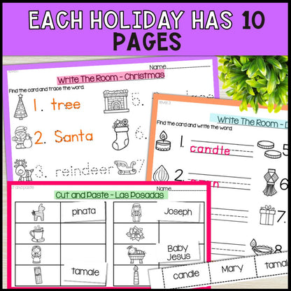 write the room holidays each holiday has 10 pages