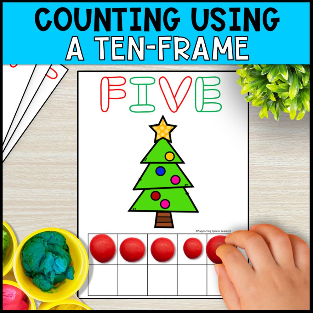 christmas playdough mats counting using ten frame