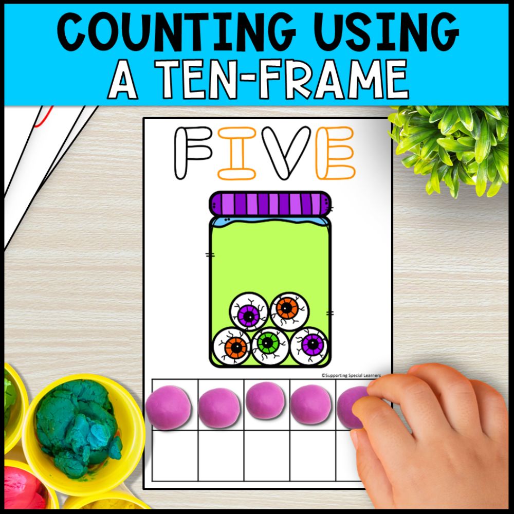 halloween playdough mats counting using ten frame