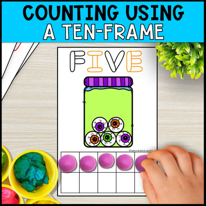 halloween playdough mats counting using ten frame