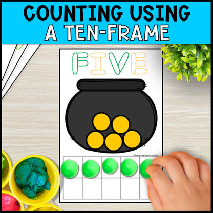 st. patricks day playdough mats counting using ten frame